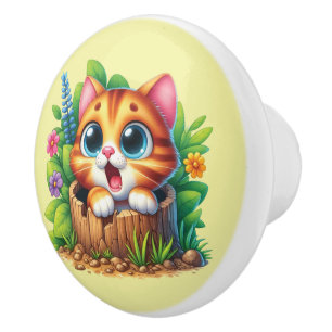 Cute baby kitten Nursery Ceramic Knob