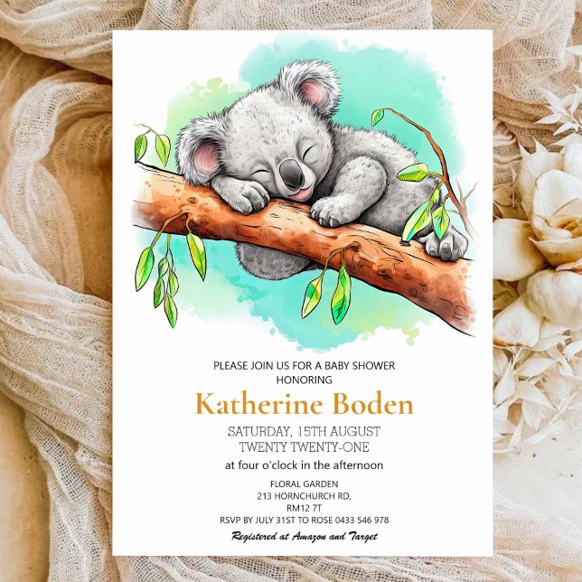 Cute Baby Koala Baby Shower Invitation (Creator Uploaded)
