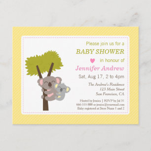 Cute Baby Koala Bear and Mummy Baby Shower Invitation