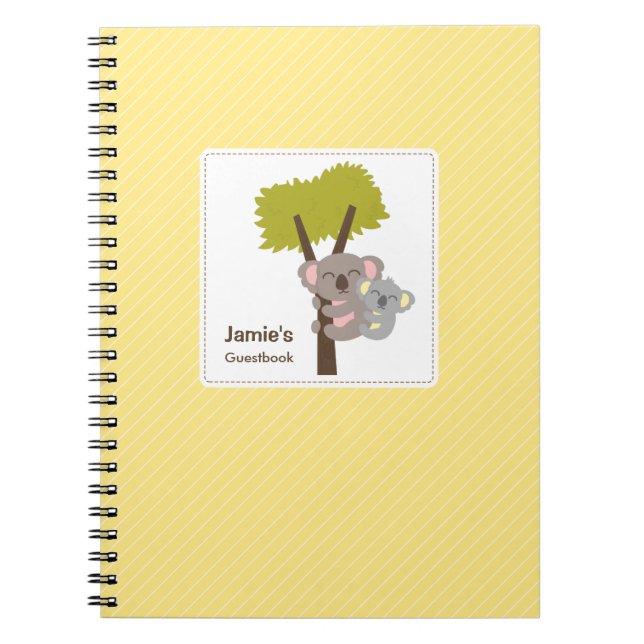 Cute Baby Koala Bear and Mummy Baby Shower Notebook (Front)