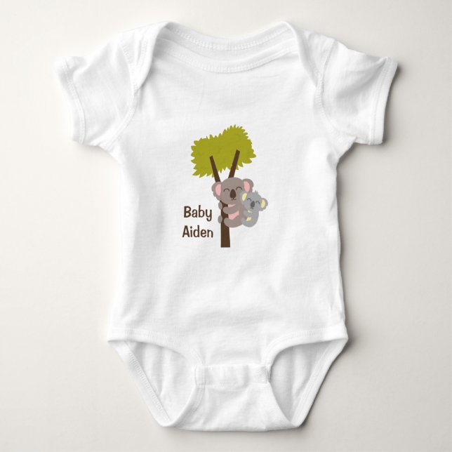 Cute Baby Koala Bear and Mummy For Babies Bodysuit (Front)