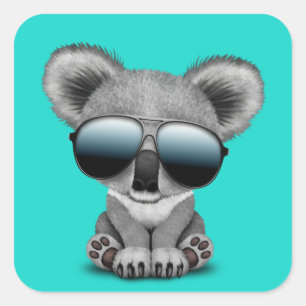 Cute Baby Koala Bear Wearing Sunglasses Square Sticker