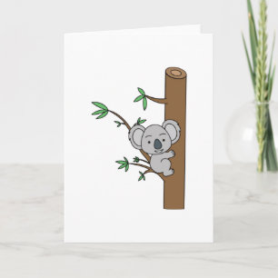 Cute Baby Koala Climbing A Eucalyptus Tree Card