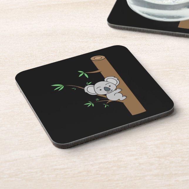 Cute Baby Koala Climbing A Eucalyptus Tree Coaster (Left Side)
