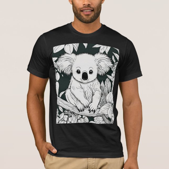 Cute Baby Koala Colouring Page T-Shirt – Bella+Can (Front)
