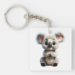 Cute Baby Koala Funko-Style Cartoon with Big Eyes Key Ring