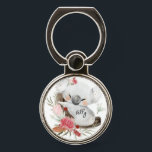 Cute Baby Koala Gold Speckle Custom Name    Phone Ring Stand<br><div class="desc">Featuring cute baby koala and flower wreath with gold speckles. Ideal for a birthday gift, nursery decor, kids room art, home decor, and other occasions. Easy customisation of your kids name and font using the "Personalisation button". You can also "Transfer design to a product" on other Zazzle products and adjust...</div>