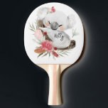 Cute Baby Koala Gold Speckle Custom Name          Ping Pong Paddle<br><div class="desc">Featuring cute baby koala and flower wreath with gold speckles. Ideal for a birthday gift, nursery decor, kids room art, home decor, and other occasions. Easy customisation of your kids name and font using the "Personalisation button". You can also "Transfer design to a product" on other Zazzle products and adjust...</div>