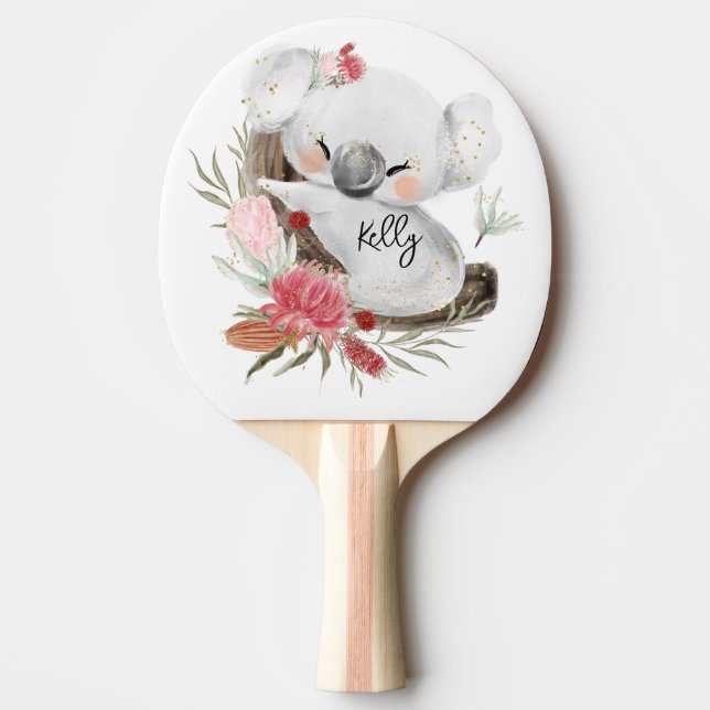 Cute Baby Koala Gold Speckle Custom Name          Ping Pong Paddle (Front)