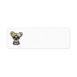 Cute Baby Koala Hippie Return Address Label
