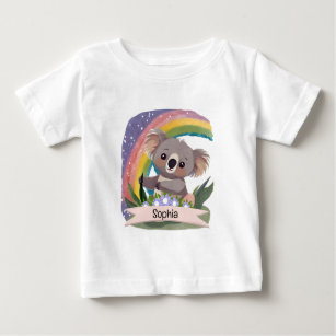 Cute Baby Koala Rainbow Custom Name Baby T-Shirt