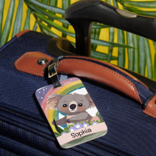 Cute Baby Koala Rainbow Custom Name Luggage Tag