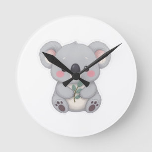 Cute Baby Koala Sticker Clipart Round Clock