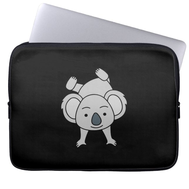 Cute Baby Koala With A Smile Doing A Handstand Laptop Sleeve (Front)