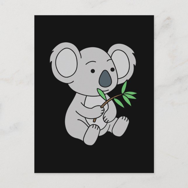 Cute Baby Koala With Eucalyptus Leaves Postcard (Front)