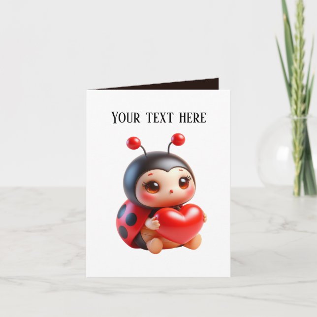 Cute baby ladybug add message card (Front)
