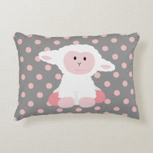 Cute Baby Lamb and Polka Dots Decorative Cushion