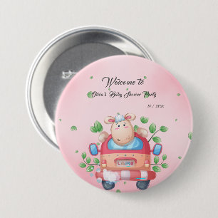 Cute Baby Lamb Baby Shower Button