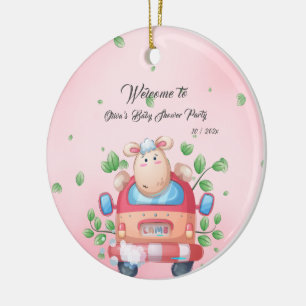 Cute Baby Lamb Baby Shower Ornament