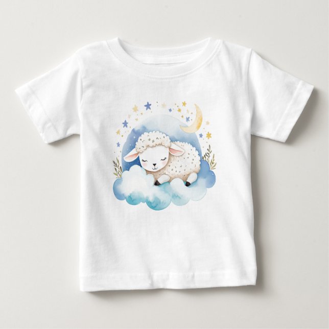Cute Baby Lamb on the Moon – T-Shirt (Front)