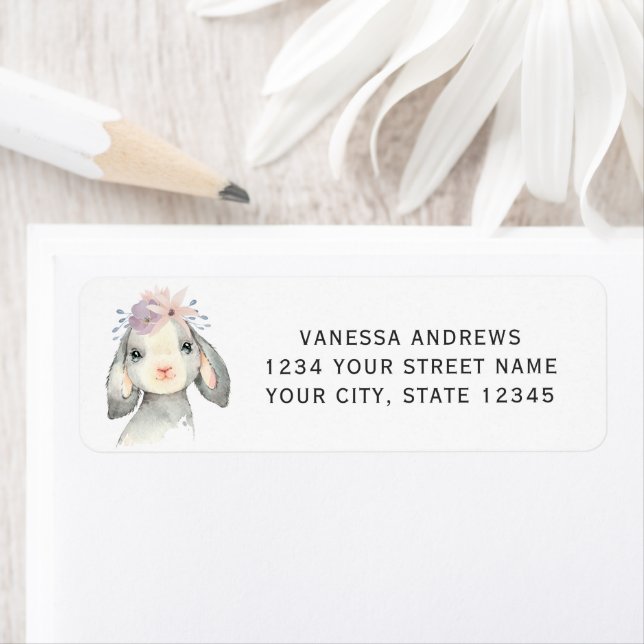 Cute Baby Lamb Personalised Return Address Label (Insitu)