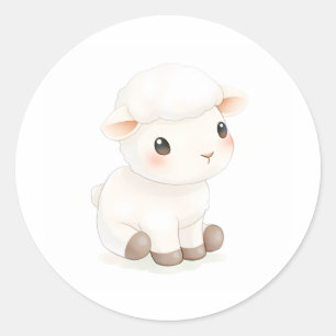 Cute Baby Lamb Sticker Watercolor Illustration