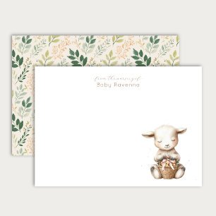Cute Baby Lamb Woodland Animal Nursery Thank You Card