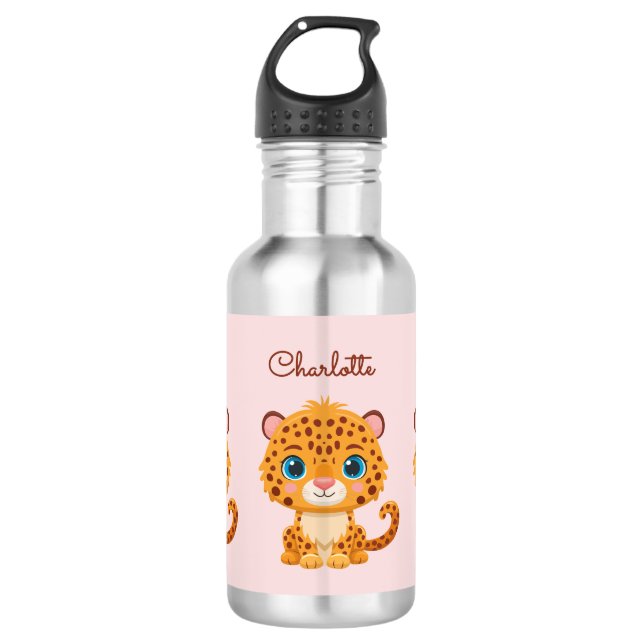 Cute Baby Leopard Safari Animal Kids 532 Ml Water Bottle (Front)
