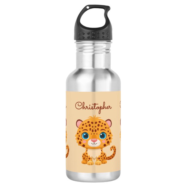 Cute Baby Leopard Safari Animal Kids 532 Ml Water Bottle (Front)