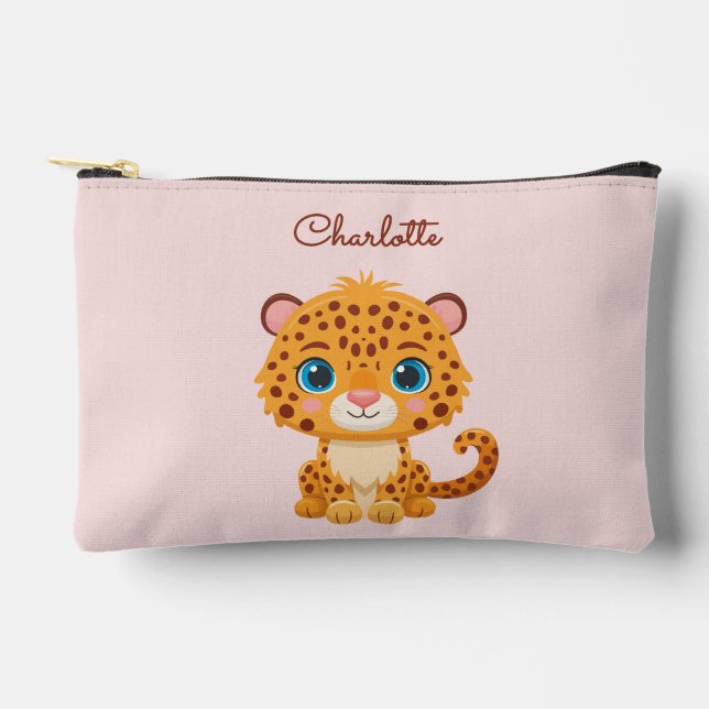 Cute Baby Leopard Safari Animal Kids Accessory Pouch (Front)