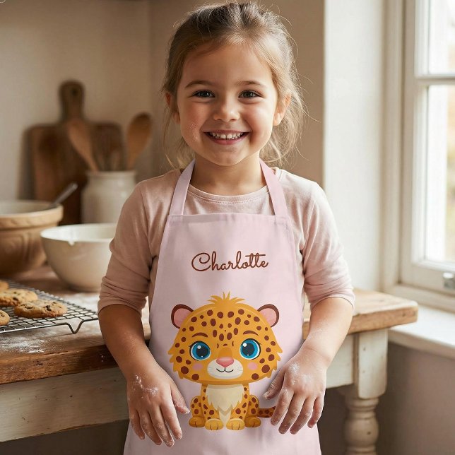 Cute Baby Leopard Safari Animal Kids Apron (Creator Uploaded)