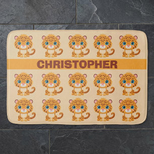 Cute Baby Leopard Safari Animal Kids Bath Mat