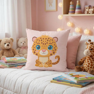 Cute Baby Leopard Safari Animal Kids Cushion