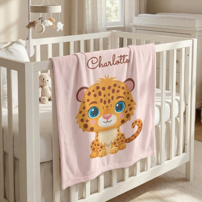 Cute Baby Leopard Safari Animal Kids Fleece Blanket (Creator Uploaded)