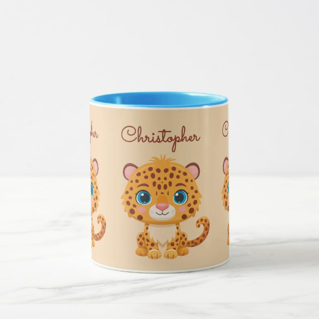 Cute Baby Leopard Safari Animal Kids Mug (Center)