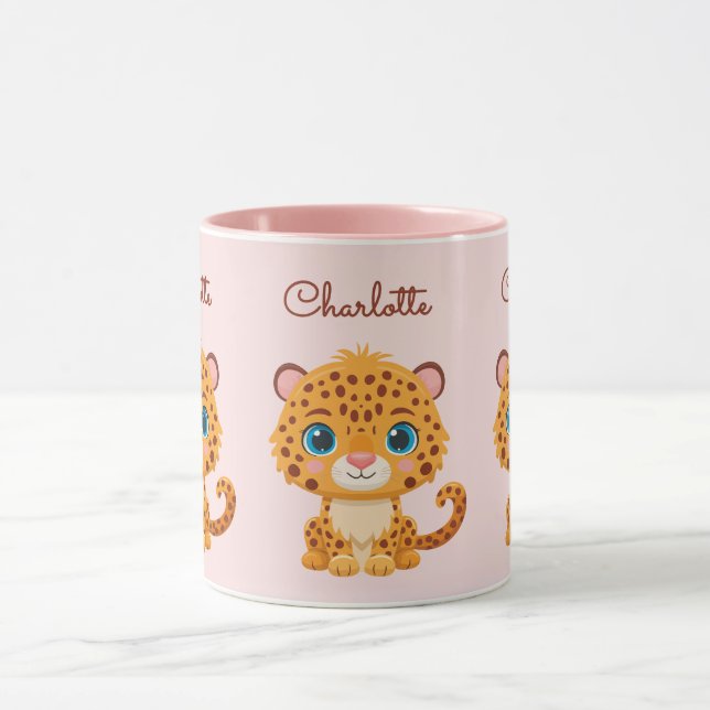 Cute Baby Leopard Safari Animal Kids Mug (Center)