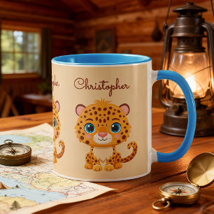 Cute Baby Leopard Safari Animal Kids Mug
