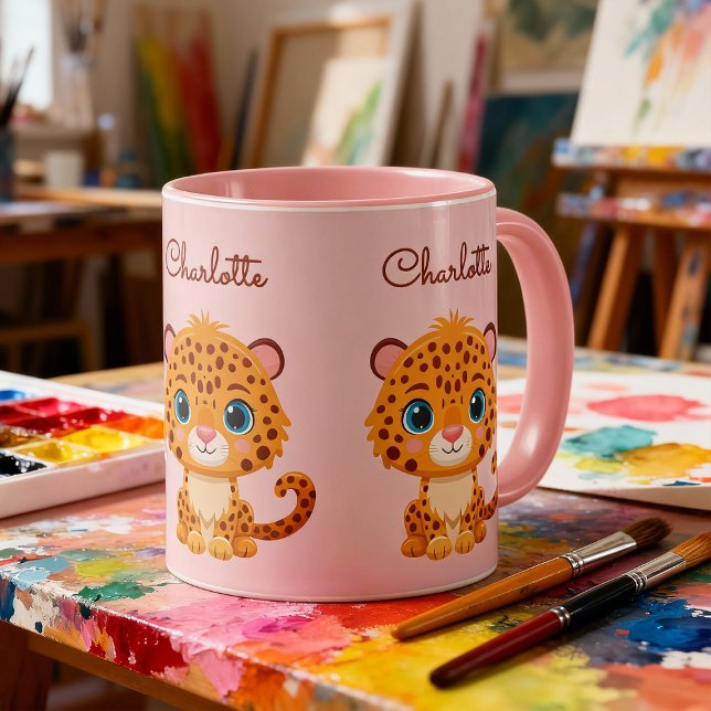 Cute Baby Leopard Safari Animal Kids Mug (Creator Uploaded)