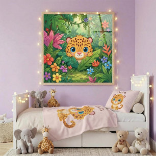 Cute Baby Leopard Safari Animal Kids Poster