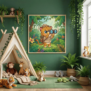 Cute Baby Leopard Safari Animal Kids Poster
