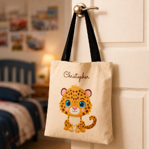 Cute Baby Leopard Safari Animal Kids Tote Bag