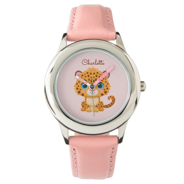 Cute Baby Leopard Safari Animal Kids Watch (Front)