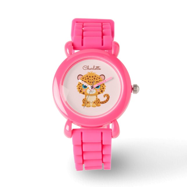 Cute Baby Leopard Safari Animal Kids Watch (Front)