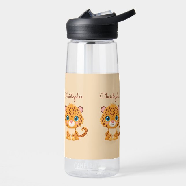 Cute Baby Leopard Safari Animal Kids Water Bottle (Left)