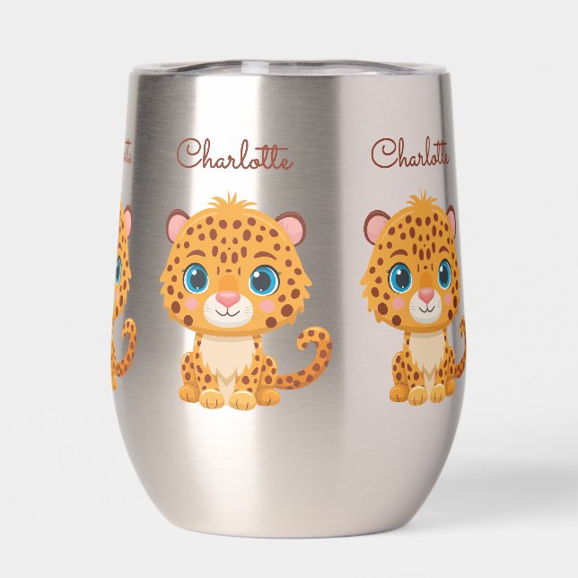 Cute Baby Leopard Safari Animal Kids Water Tumbler (Back)