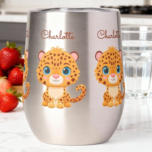 Cute Baby Leopard Safari Animal Kids Water Tumbler (Creator Uploaded)