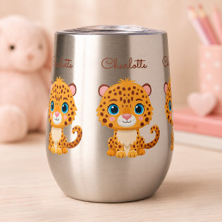 Cute Baby Leopard Safari Animal Kids Water Tumbler
