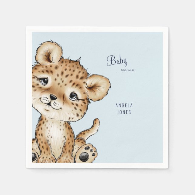 Cute Baby Leopard Shower Custom  Napkin (Front)