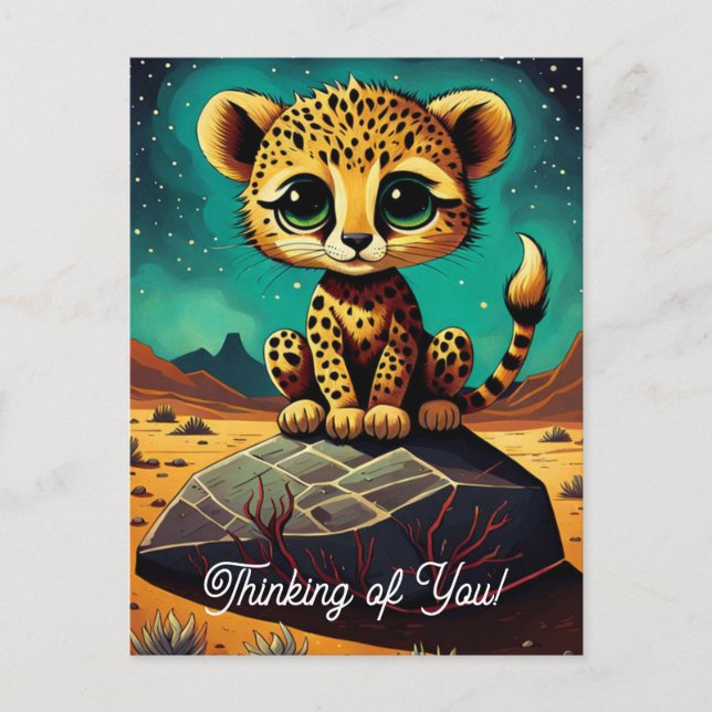 Cute Baby Leopard Thinking of You Postcard (Front)