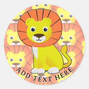 Cute Baby Lion All Over Print Pattern Classic Round Sticker